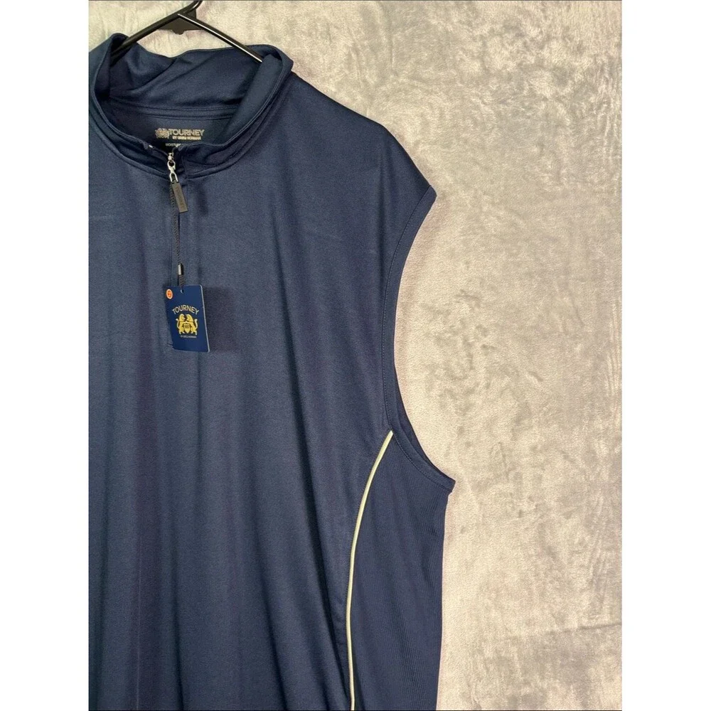 NWT New Tourney by Greg Norman Blue Pullover 15 UPF Golf 1/4 Zip Vest Size XXL